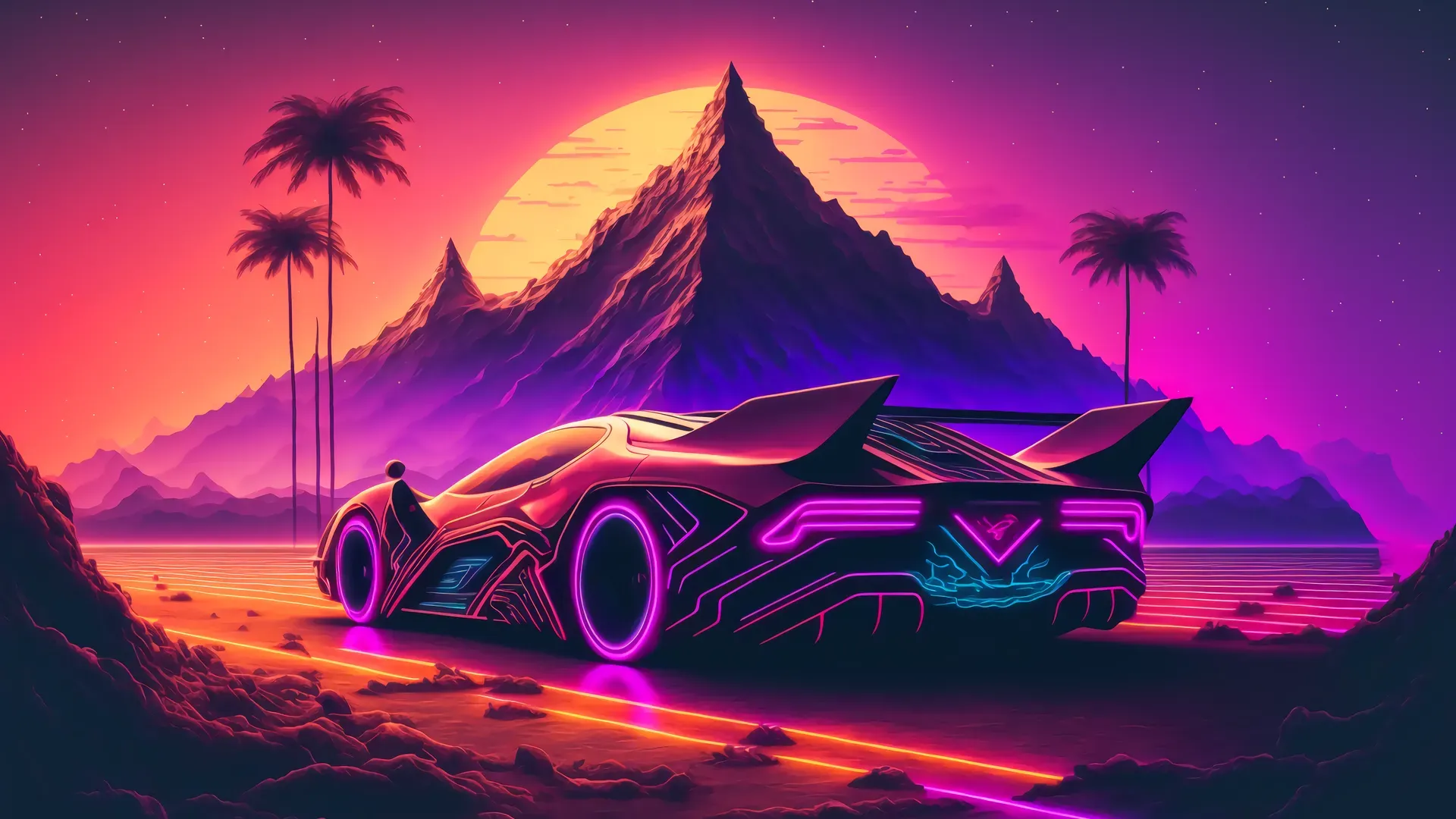 Neon Sports Car